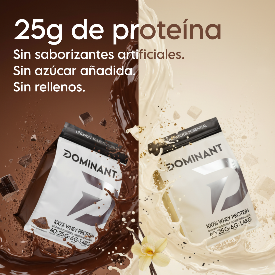 Proteína Whey 3lb DOMINANT Cacao Gourmet & Vainilla 40 Servings