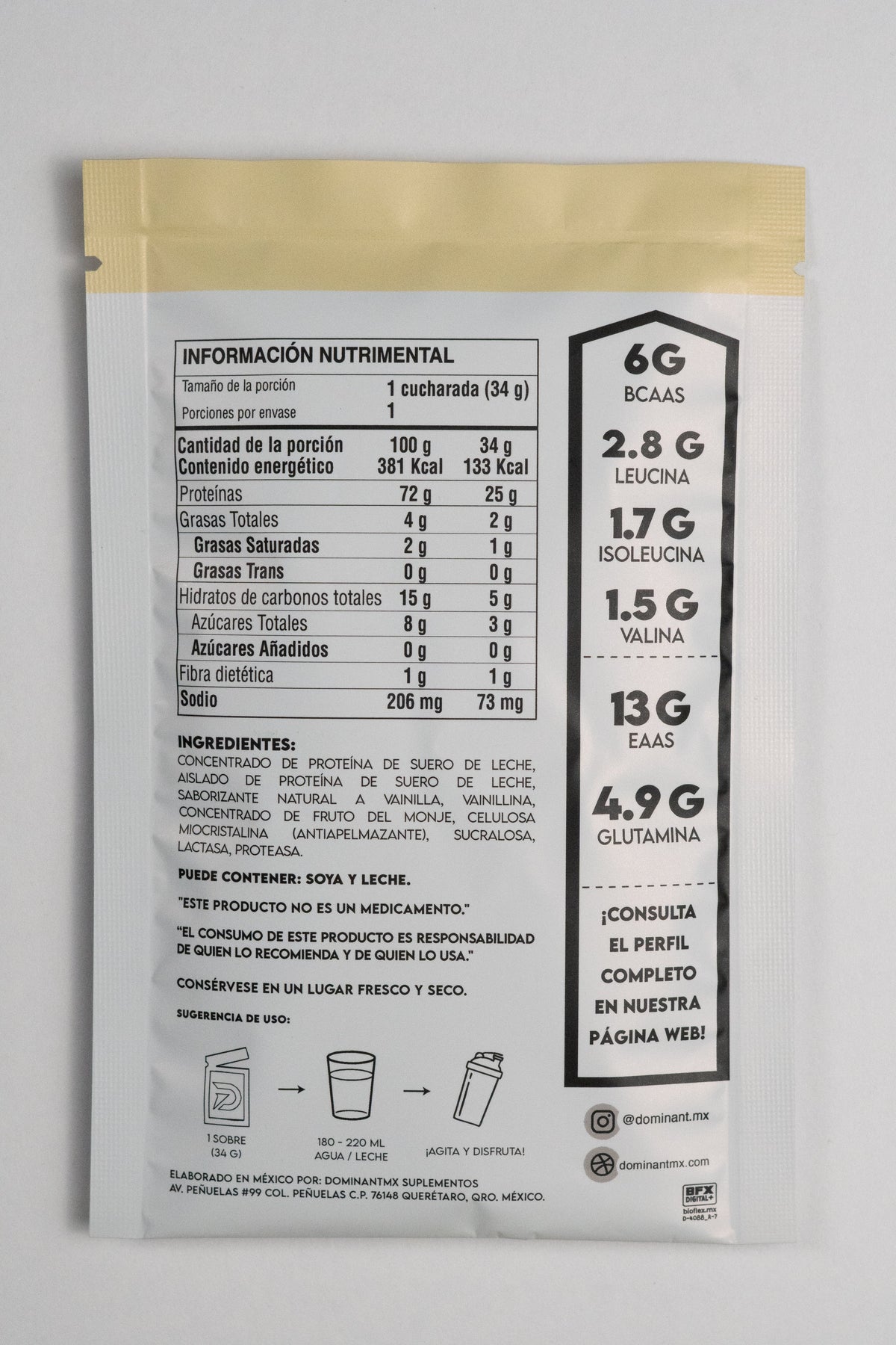 Sachets Proteína Whey Cacao Gourmet DOMINANT